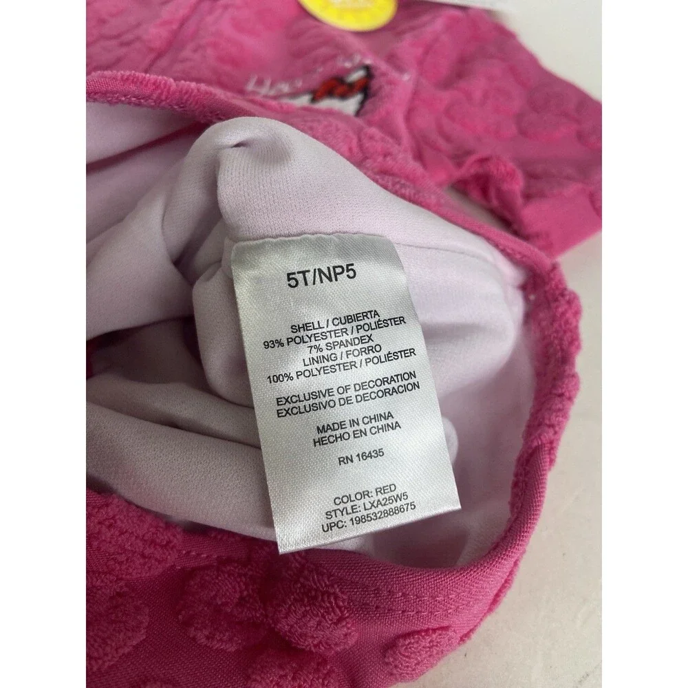Hello Kitty Pink One Piece Rash Guard Swimsuit Swimwear Girls Size 5T